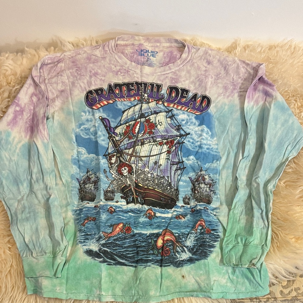 Vintage 2001 Liquid Blue Grateful Dead Ship Of Fools Long Sleeve Shirt